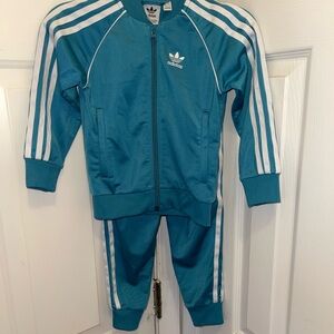 Adidas Kids Matching Track Suit Set in Teal